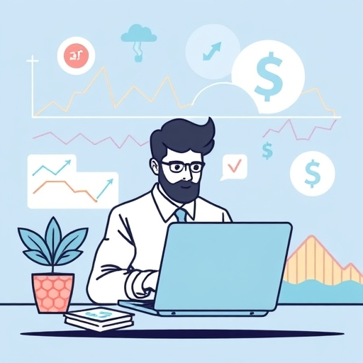 investor analyzing data on a laptop