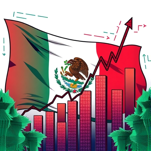 Mexican flag with rising graphs