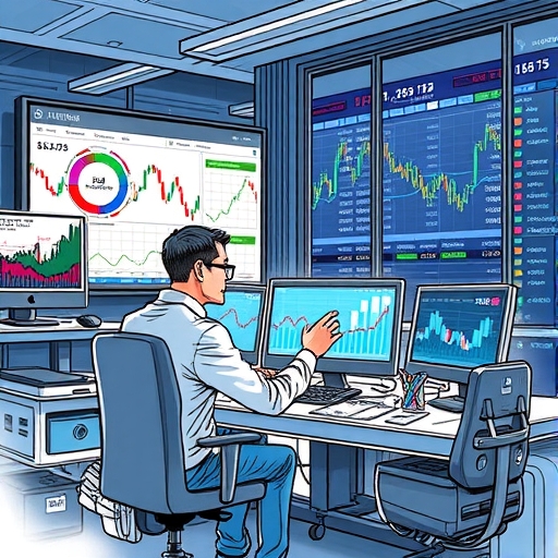 A futuristic trading environment showing global commodity exchanges