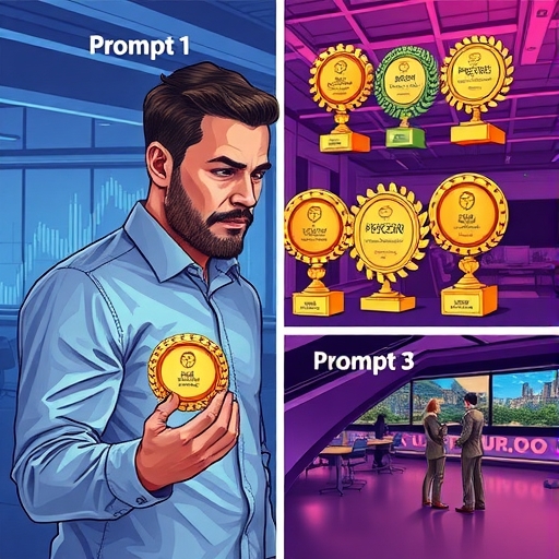 A trader analyzing multiple awards on a digital platform showcasing forex excellence.