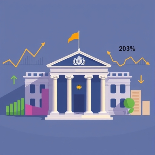 A symbolic representation of interest rates with arrows indicating upward and downward trends
