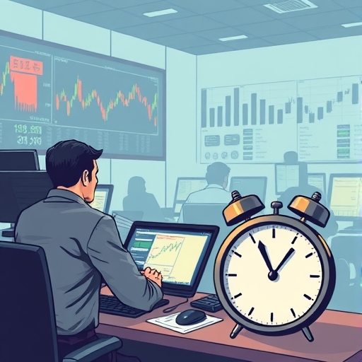A visual metaphor for the concept of urgency in trading orders represented by a ticking clock