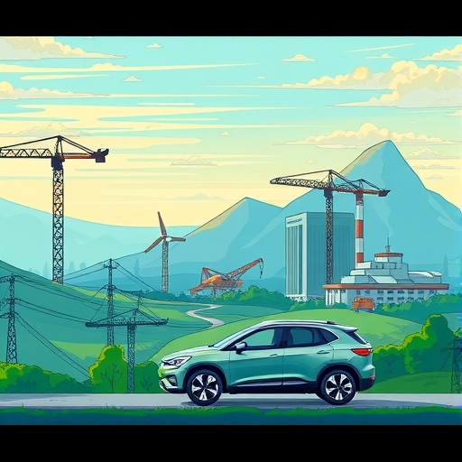 A vibrant electric vehicle landscape featuring Northvolt batteries