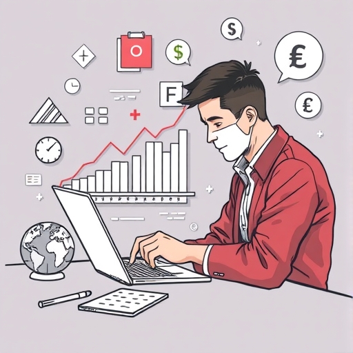 financial charts and currency symbols