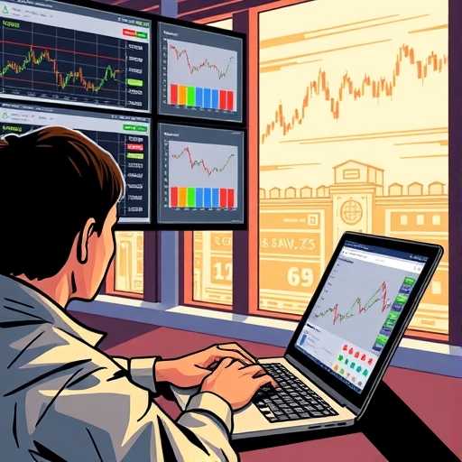 A trader analyzing charts on multiple screens during the weekend.