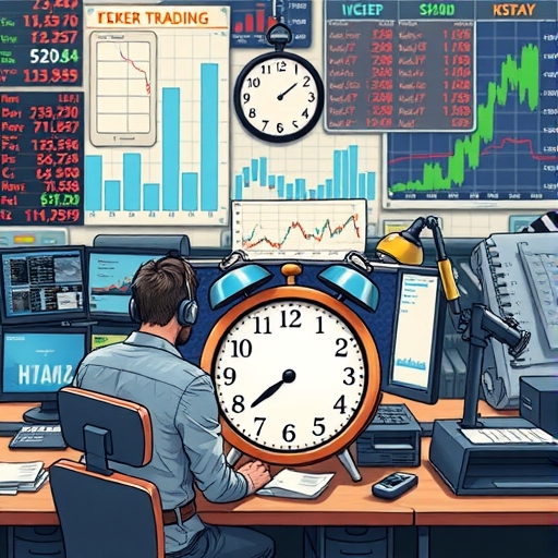 An illustration of a large order being executed instantly in a bustling stock market