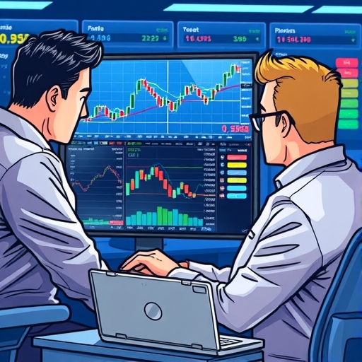 A close up of a computer screen displaying Forex profit and loss calculations with pips and arrows
