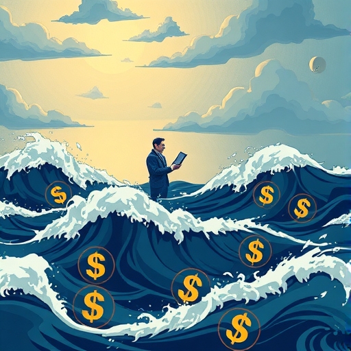 A trader analyzing charts and FX options amidst a stormy backdrop