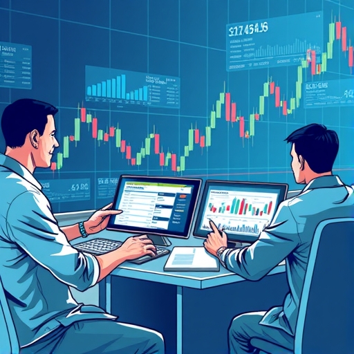 Traders using advanced tools for dynamic forex market analysis