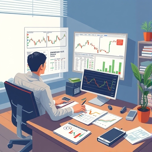 A trader analyzing various charts