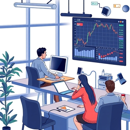 a trader using a powerful web platform in a modern office