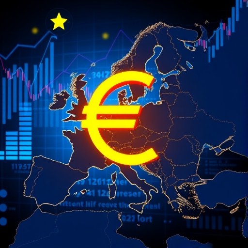digital euro concept with technology background