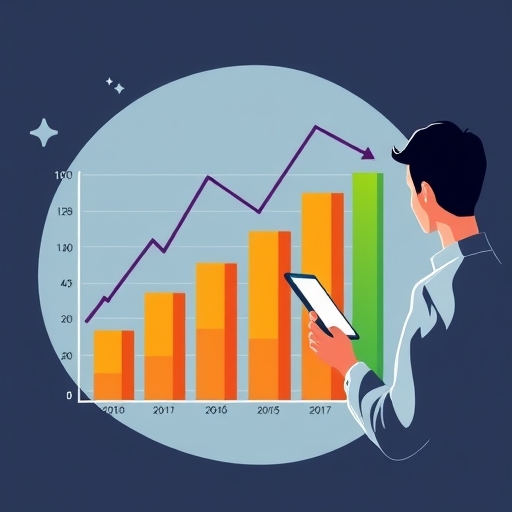 financial market overview with bar chart graphics