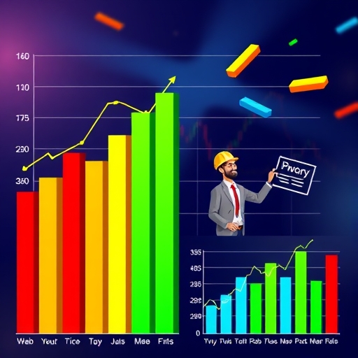 trader analyzing price movements with bar charts