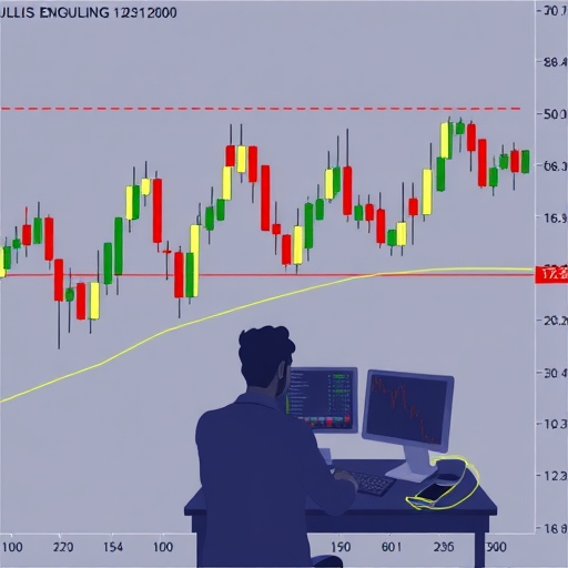 A bullish engulfing pattern displayed on a stock chart