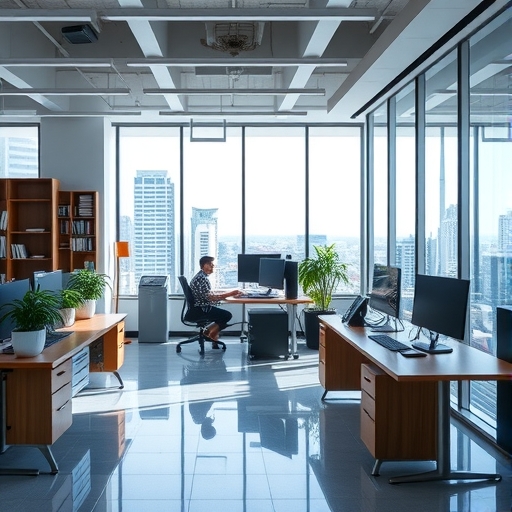 現代辦公室中進行資料分析的場景
