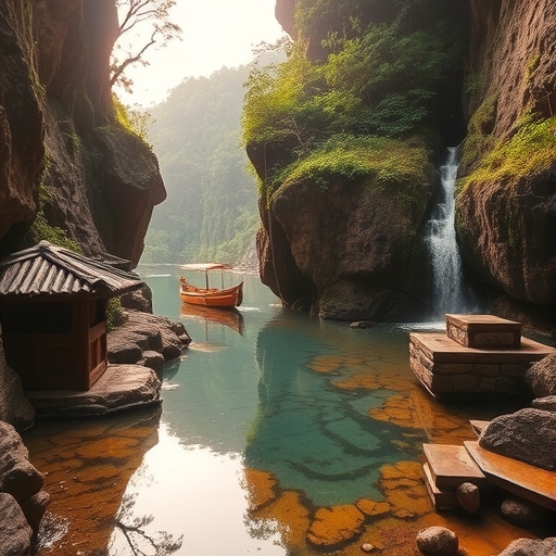 台灣山區風景，陽光從雲層中透出，照亮了山谷。