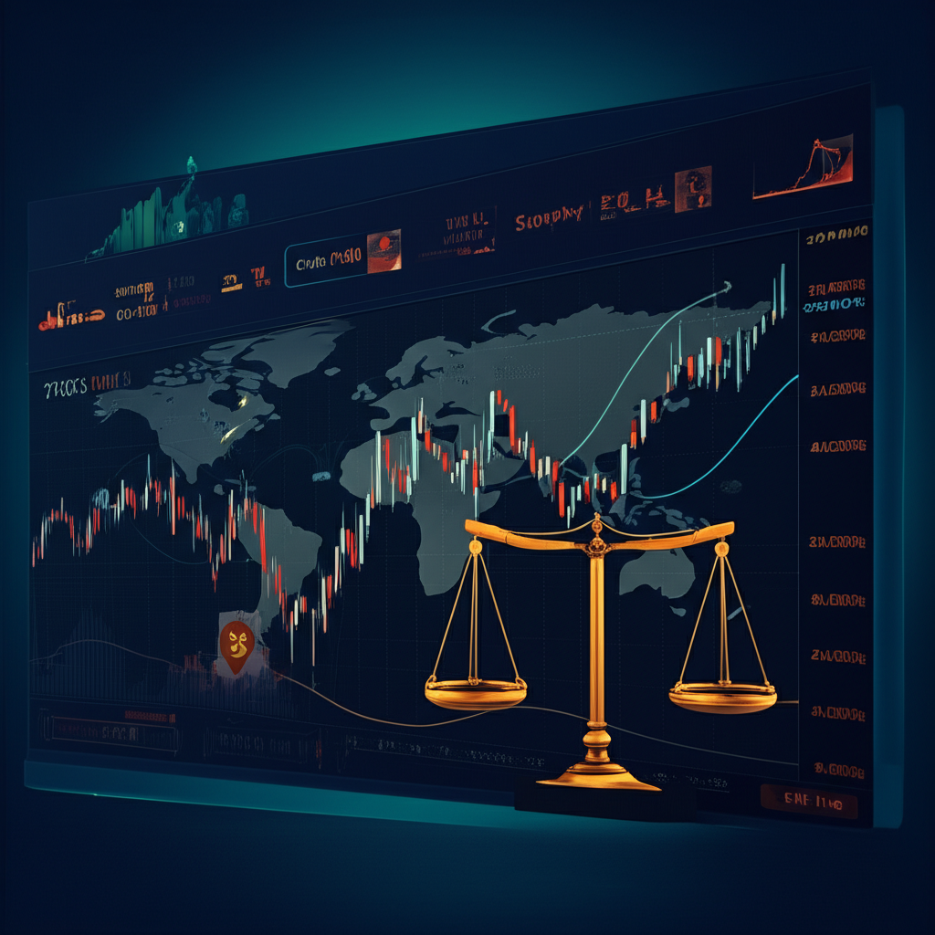 WTI crude oil price chart with market sentiment and supply-demand indicators on a digital trading interface