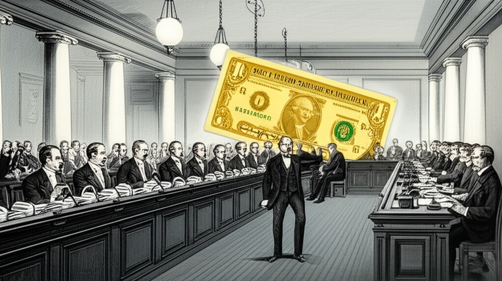Illustration showing the evolution of U.S. gold certificates from 1863 to the 1934 Gold Reserve Act, highlighting the shift in monetary policy