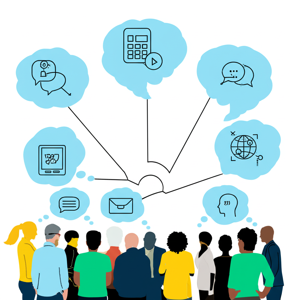 Illustration of diverse individuals communicating clearly with shared understanding, representing how extended definitions foster common ground and effective communication